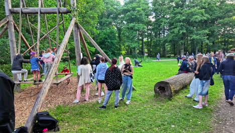 People-enjoying-a-midsummer-event-at-Rocca-al-Mare,-Tallinn,-Estonia