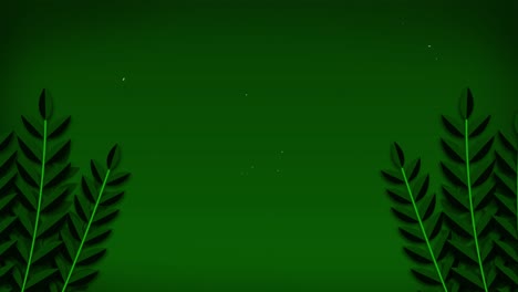 2D-cartoon-leave-branch-stem-animation-sway-in-wind-with-nighttime-starry-skyline-gradient-background-nature-motion-graphics-visual-effect-green