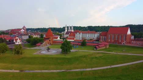 Panorama-of-Kaunas-Castle-which-is-also-called-Vytis-monument,-Lithuania