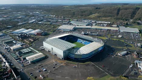 Aerial-view-establishing-Cardiff-city-stadium-home-ground-and-Leckwith-parking-development