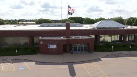 Aerial-View-Above-USPS-Post-Office-Building-on-Summer-Day