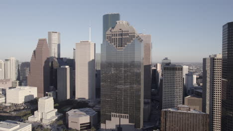 Downtown-Houston-TX-USA-Towers-and-Skyscrapers,-Drone-Aerial-View