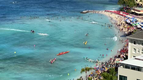 Honolulu's-4th-Of-July-Regatta-Draws-Massive-Crowds-To-Waikiki-Beach,-Oahu,-Hawaii