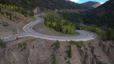 Drone-Shot-of-Mountain-Pass-and-Viewpoint-in-Landscape-of-Colorado-USA,-Wolf-Creek-Pass