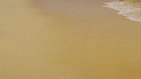 Sandy-Beach-Waves-Lapping-Shore-Close-Up,-Vertical-Video-for-Social-Media,-Instagram-Reels-and-Tiktok-of-Exotic-Idyllic-Beaches-in-Zanzibar-in-Tanzania-in-Africa,-Background-with-Copy-Space