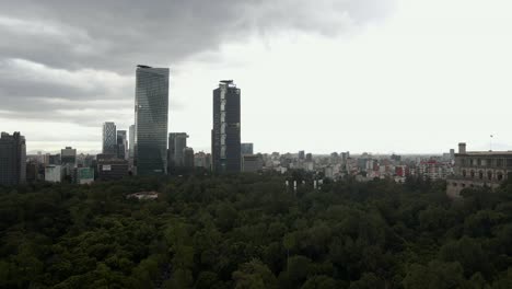 City-cityscape-skyline,-aerial-view,-Mexico-City-CDMX-from-Chapultepec-park