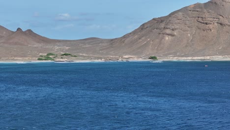 Drone-Shot-of-Beach-and-Landscape-of-Santa-Luzia,-Uninhabited-Island-in-Cabo-Verde-Archipelago-60fps