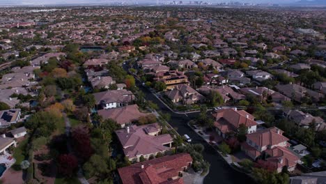 South-Summerlin-Residential-Neighborhood-of-Las-Vegas,-Nevada-USA,-Establishing-Drone-Shot