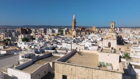 Flight-Above-Monopoli-Town-On-Adriatic-Sea,-Apulia-Region,-Italy---Drone-Shot