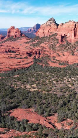 Vertical-Aerial-View,-Red-Rocks-and-Cliffs-of-Sedona,-Arizona-USA,-Drone-Shot