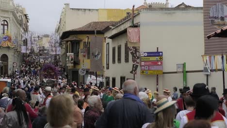 People-Celebrating-The-Traditional-Festival-Of-The-Romería-De-La-Orotava-In-La-Orotava,-Tenerife,-Spain---Static-Shot