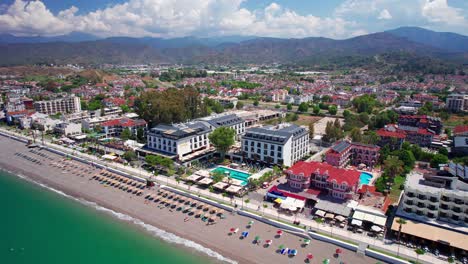 Wide-Aerial-Landscape-of-Sundia-Exclusive-by-Liberty,-Hotel-in-Fethiye,-Turkey