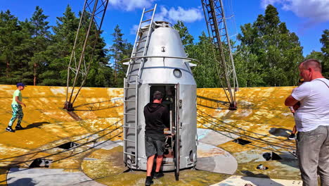 Soviet-union-spy-radio-antenna-Estonian-open-air-museum-in-Tallinn,-Estonia