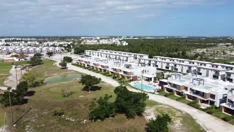 Punta-Cana-new-neighborhood-called-Vista-Cana,-construction-of-apartments-and-village-is-showcased-through-aerial-perspectives