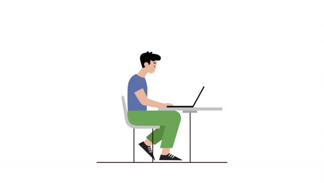 2D-animation-of-a-man-character-using-a-laptop-on-a-transparent-alpha-channel