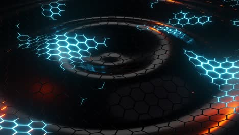 A-surface-of-hexagons-moving-in-waves.-Infinitely-looped-animation