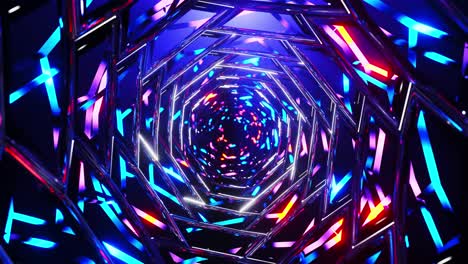 Túnel-Muy-Colorido-Y-De-Aspecto-Futurista-Con-Luces-Que-Salen-De-él.-Animación-En-Bucle-Infinito.