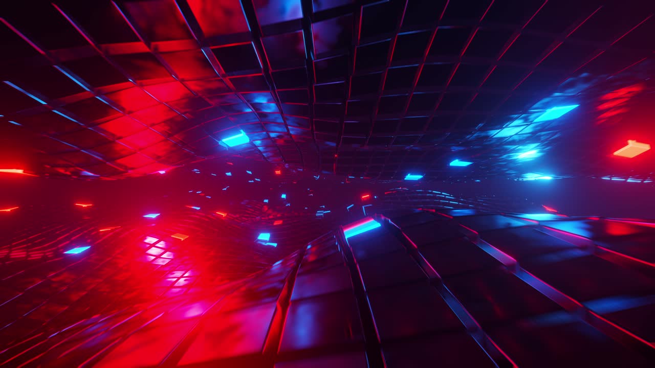Abstract Background Of Red And Blue Lights. Infinitely Looped Animation