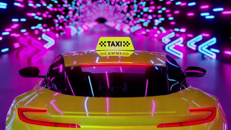 Taxi-rides-on-the-night-road.-Infinitely-looped-animation.