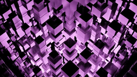 Abstract-towers-of-cubes-moving-up-and-down.-Design.-Construction-of-cubic-shapes