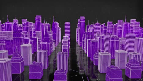 Abstract-colorful-constructions-of-a-colorful-city-3D-layout.-Animation.-Flying-above-skyscrapers-and-buildings-of-a-digital-town