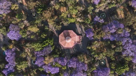 Overhead-Shot-Of-Amazing-Morisco-Kiosk,-Santa-María-la-Ribera,-Mexico-City