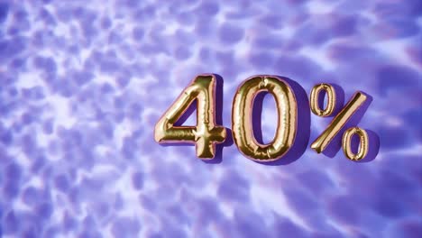 Goldene-40-%-Schweben-über-Wasserwellen-Auf-Violettem-Hintergrund