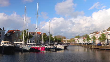 Yacht-Docked-On-The-Harbor-Of-Goes,-Netherlands