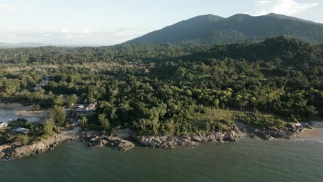 Ariel-View-Pugu-Und-Siar-Village-Beach,-Kuching,-Sarawak