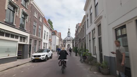 Tourist-Landmark-Of-Zijlpoort-City-Gate-In-Leiden,-South-Holland,-Netherlands