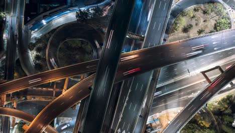 Hyper-Lapse-Shot-Of-High-Bridges-Districts-In-Mexico-City-At-Night-Time