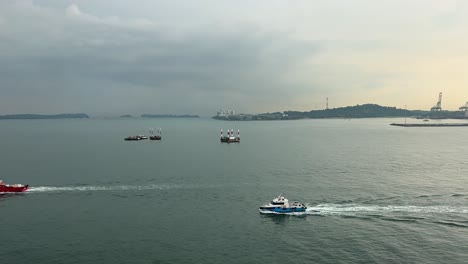 Aerial-View-Of-Lifeguard-Boat-Sailing-On-The-Ocean