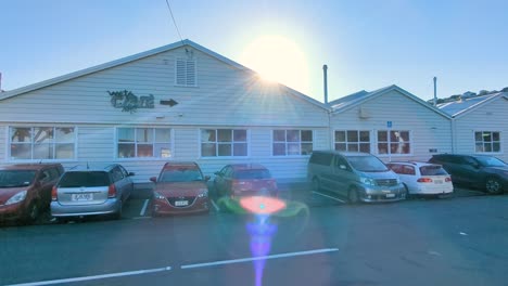 Exterior-view-of-Weta-Workshop-and-Cave-in-the-suburb-of-Miramar-in-capital-city-of-Wellington,-New-Zealand-Aotearoa