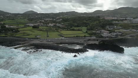 Pozos-Piscinas-Naturales-De-São-Vicente,-Vista-En-órbita,-Azores,-Isla-De-São-Miguel