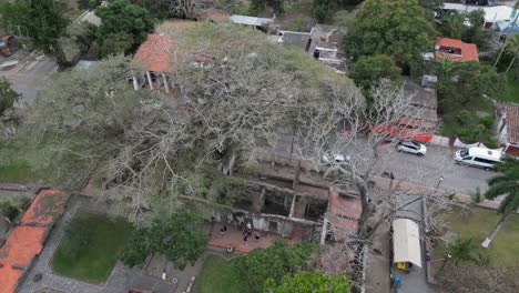 Aerial-orbits-Hernan-Cortes-home-in-La-Antigua-near-Vera-Cruz,-Mexico