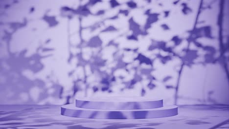 Empty-podium-with-shadows-of-leaves-on-a-purple-background