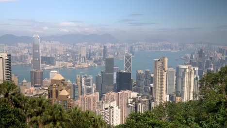 Victoria-harbour-view-from-the-top-of-Victoria-Peak-in-Hong-Kong,-China