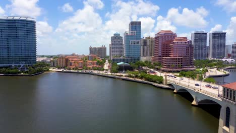 A-panning-drone-video-of-downtown-West-Palm-Beach-Florida-along-the-intracostal