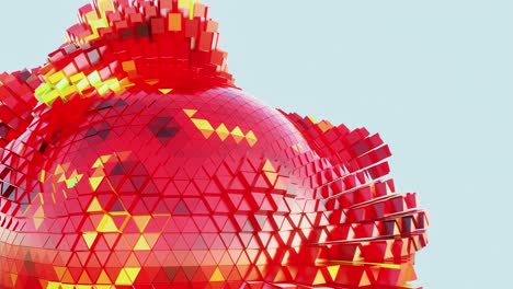 Abstract-3D-rendering-of-a-red-and-yellow-geometric-sphere-on-a-light-blue-background