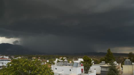 Massive-amount-of-thunderstorm-clouds-over-Parnitha-mountain,-Greece