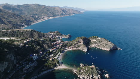 4K-Aerial-of-Taormina,-Sicily,-Italy