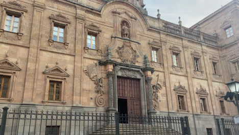 Beautiful-general-shot-of-a-cathedral-in-the-center-of-the-city-of-Salamanca-in-Spain-during-the-day