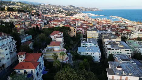 aerial-of-Sanremo-Italy-with-sea-view-and-apartment-hotel-for-rent