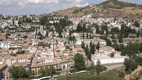 A-panning-shot-of-a-Spanish-town,-white-houses-in-Andalusia