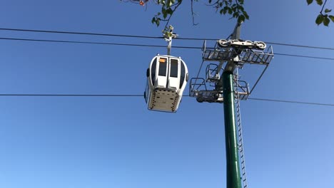 Skyline-gondola-glides-along-the-cables-under-a-clear-blue-sky-in-Rotorua-New-Zealand