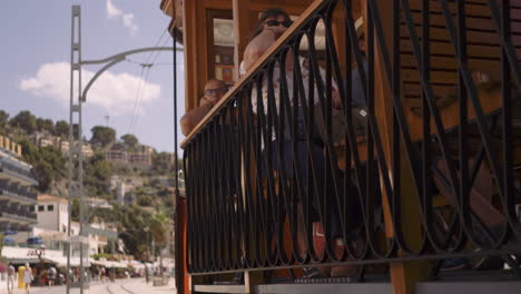 Old-Vintage-Orange-Tram-In-Soller-Running-Between-Soller-And-Port-De-Soller