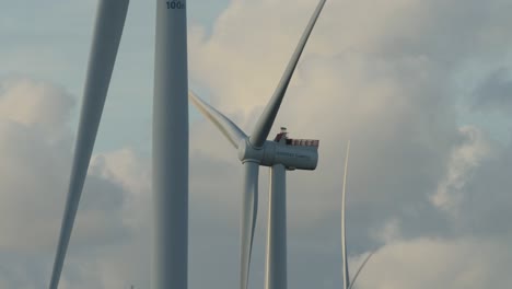 Wind-turbines-with-rotating-and-still-rotor-blades-at-a-test-center-for-wind-power