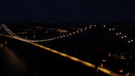 Revelación-Nocturna-Del-Dron-Del-Puente-Colgante