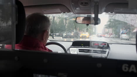 The-view-from-the-backseat-of-a-NYC-Taxi-as-the-Taxi-Driver-Navigates-the-busy-streets-of-Manhattan