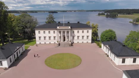 Aerial-view-of-Stjernsund-castle-outside-Askersund,-Sweden